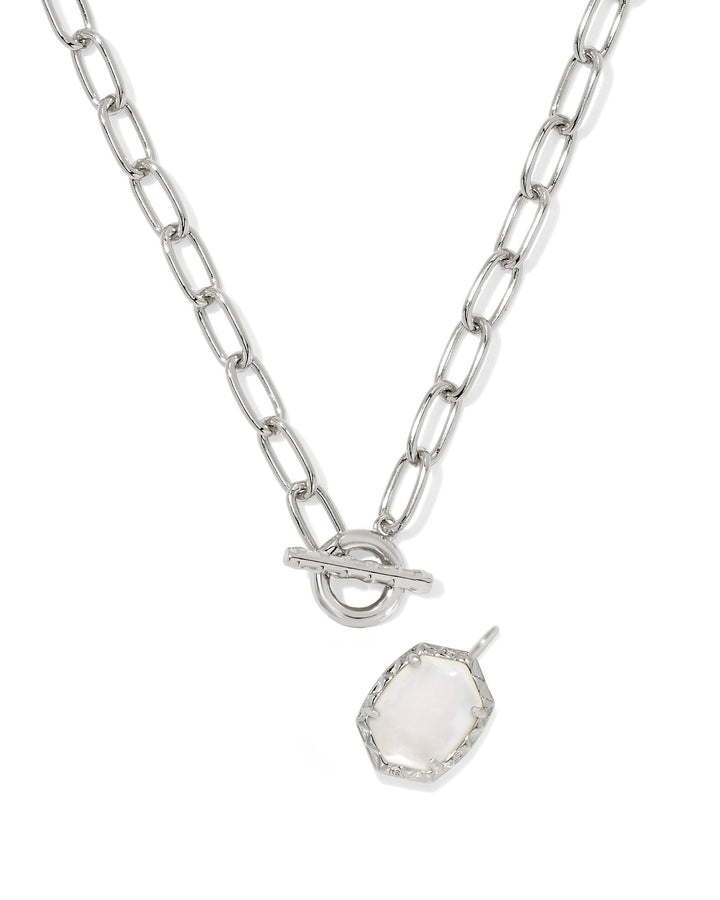 KENDRA SCOTT DAPHNE LINK AND CHAIN NECKLACE - SILVER IVORY MOP