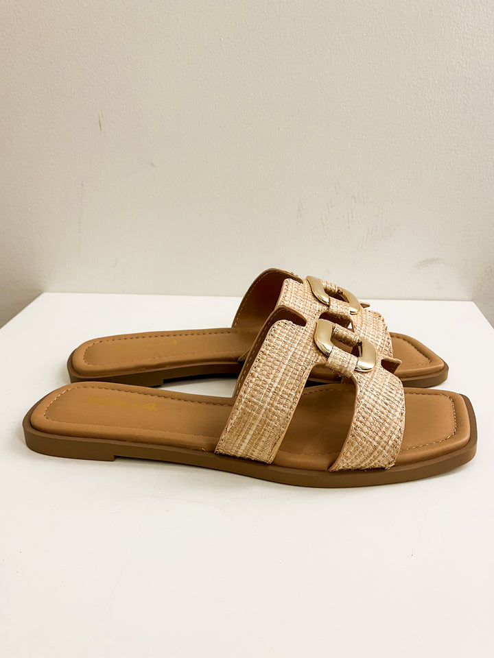 SODA FENG SANDALS - RAFFIA NATURAL/GOLD