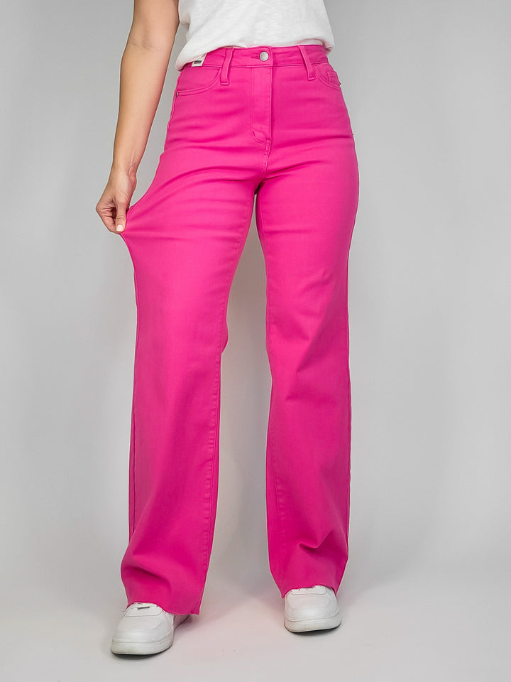 JUDY BLUE HIGH RISE 90'S STRAIGHT JEAN 31" INSEAM - HOT PINK