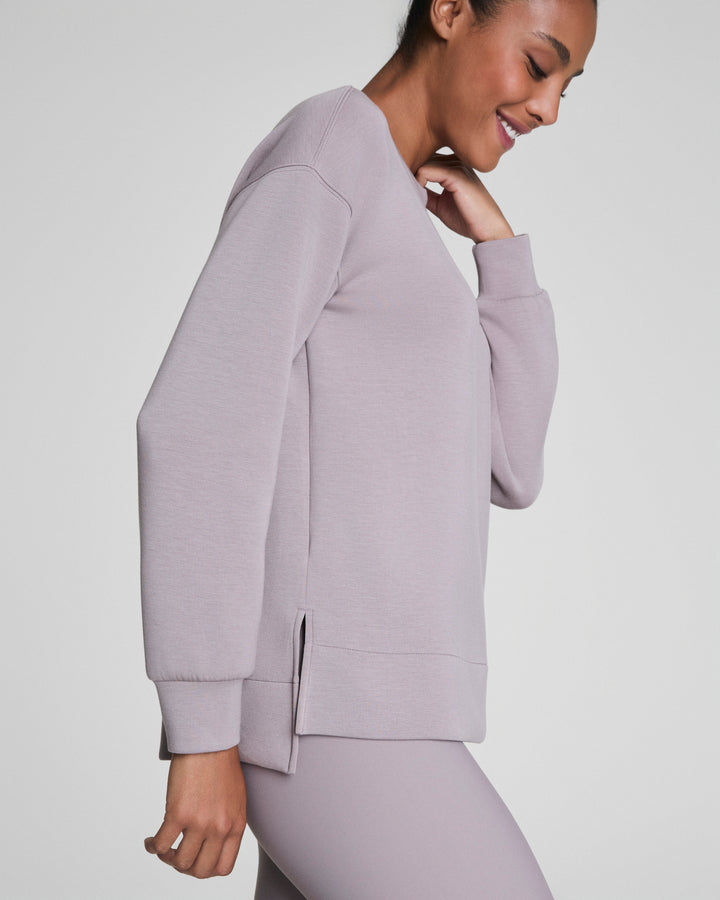 SPANX AIRESSENTIALS LONG SLEEVE CREW - COASTAL FOG