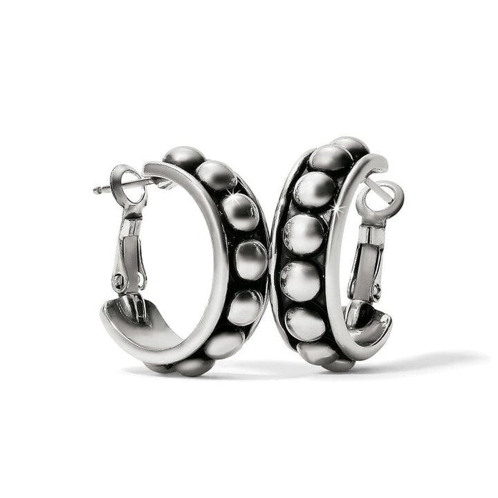 PRETTY TOUGH STUD MEDIUM LEVERBACK HOOP EARRINGS - SILVER -