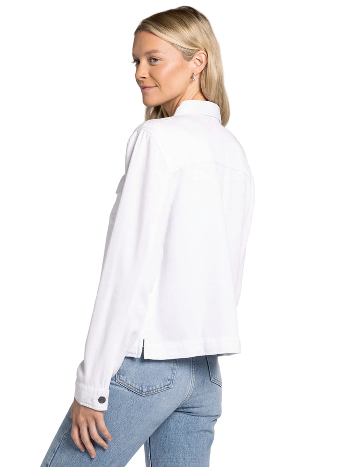 LONG SLEEVE BUTTON FRONT JACKIE JACKET - WHITE