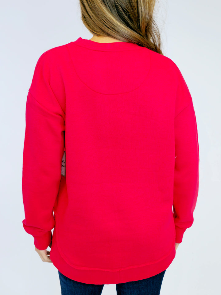 SOUTHERN COUTURE COMFY ROUND HERE SWEATSHIRT - RED