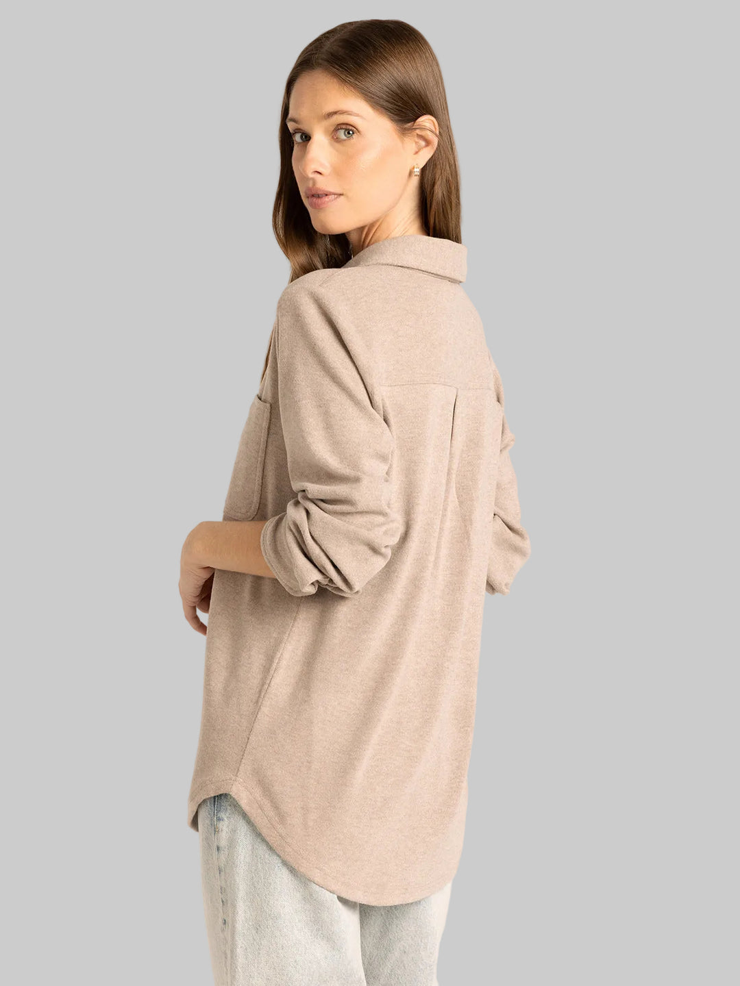 L/S COLLARED LEWIS SHIRT - SOFT BROWN HEATHER