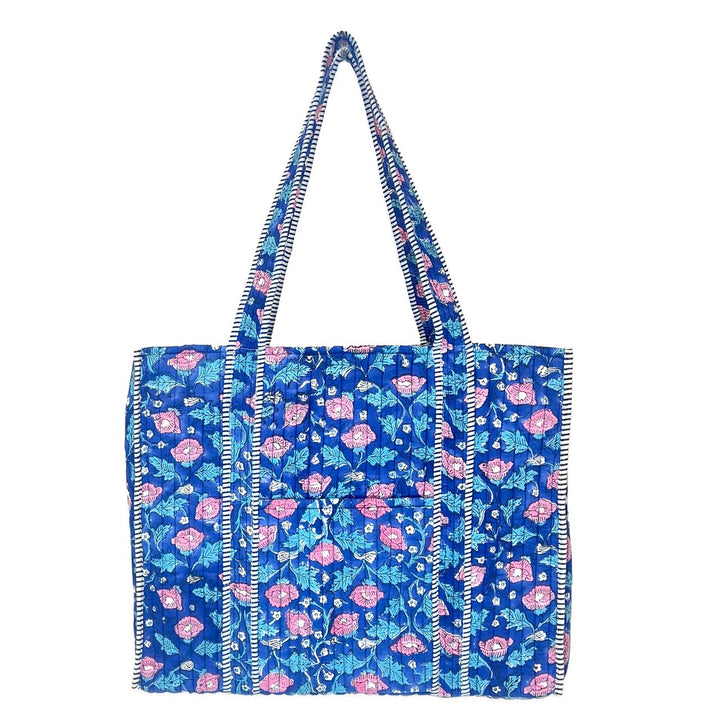 QUILTED TOTE BAG W/TRAVEL POUCH - RICH PRIMROSE