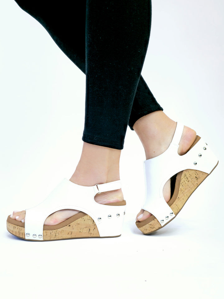 CORKY'S CARLEY WEDGE SANDAL - WHITE SMOOTH