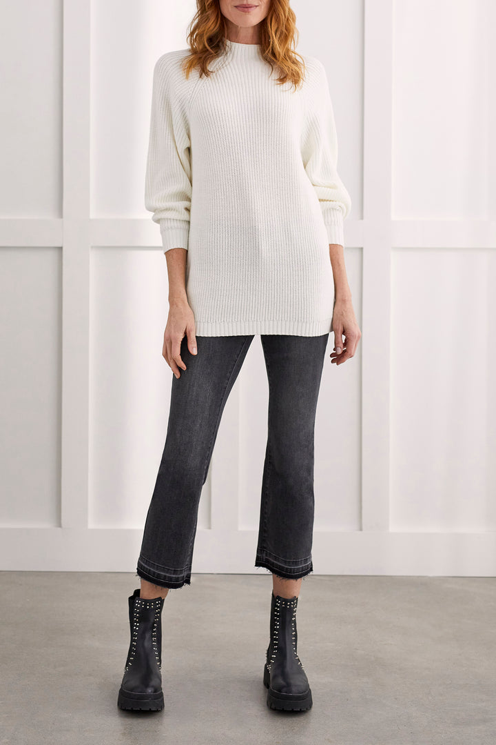 MOCK NECK LONG SWEATER - CREAM