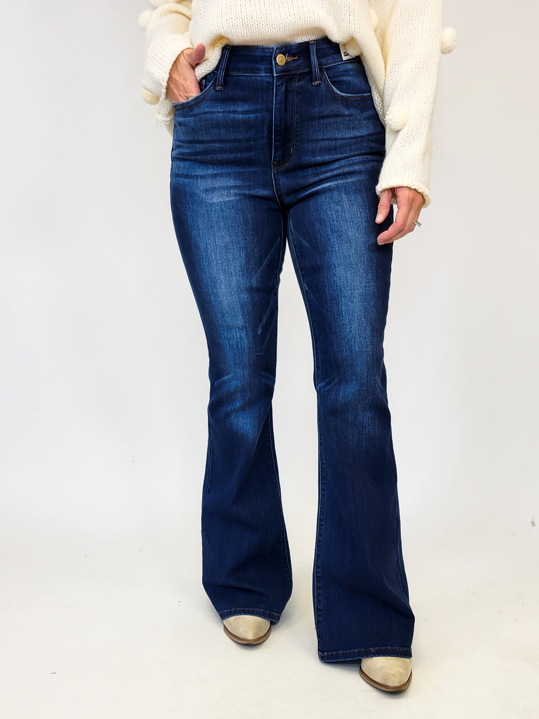 JUDY BLUE HIGH RISE CLASSIC FLARE JEANS 34" INSEAM - DARK