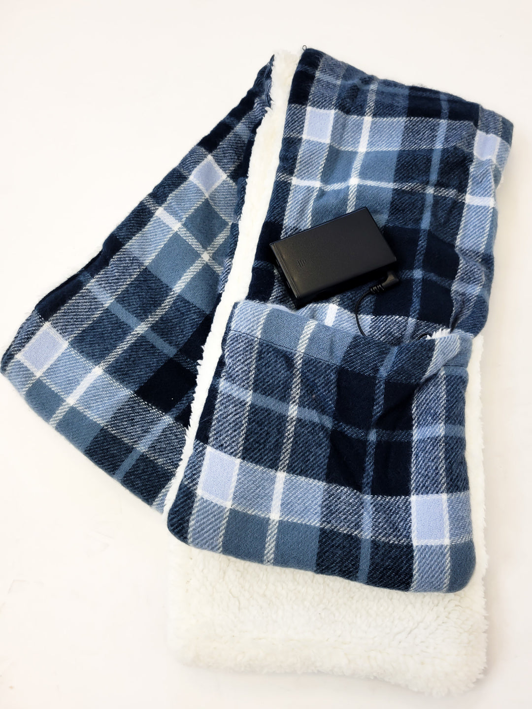 ULTRA PLAID HEATED SCARF, BLUE/SKY BLUE