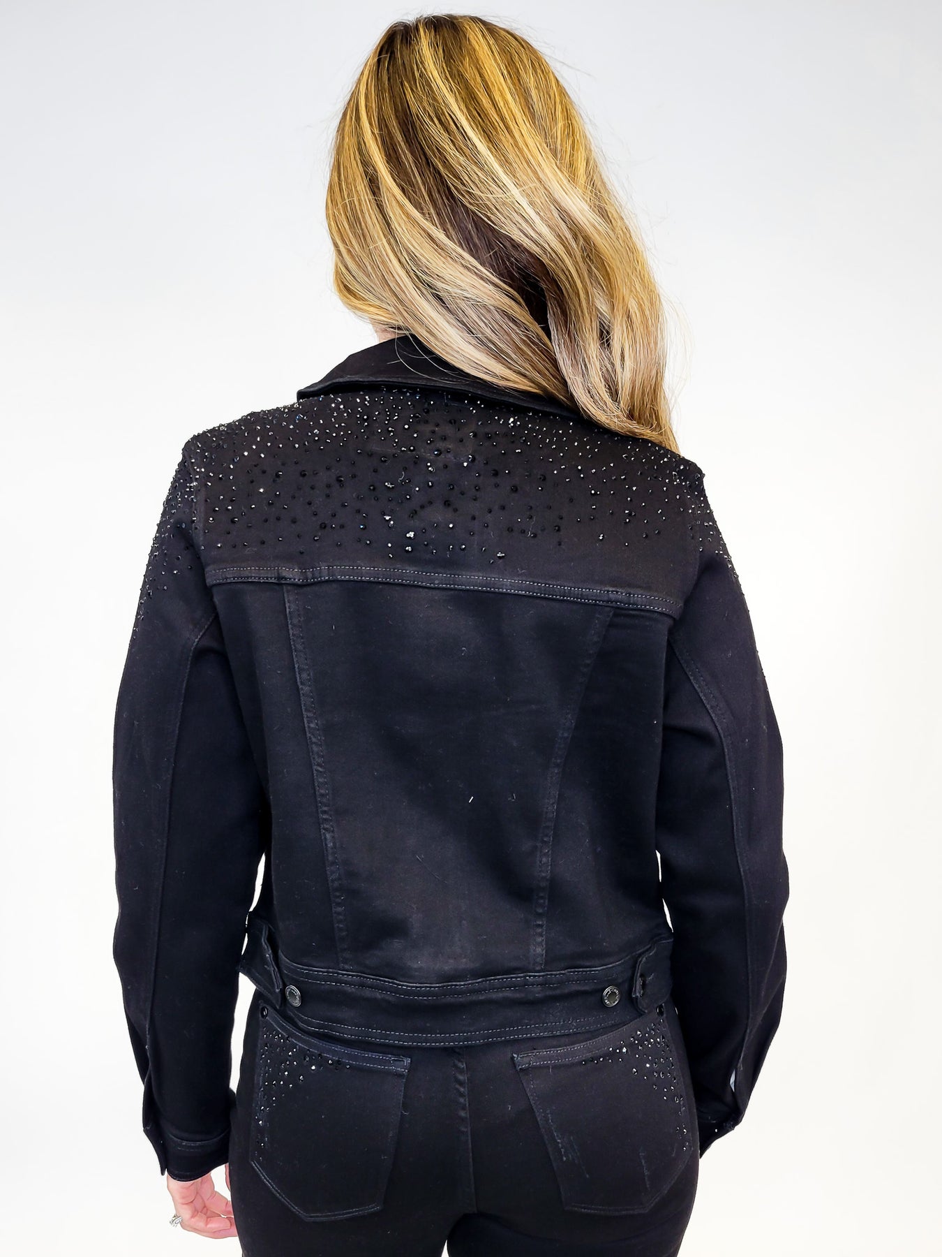 Judy Blue Black Rhinestone Denim Jacket – Spotted Sparrow Boutique