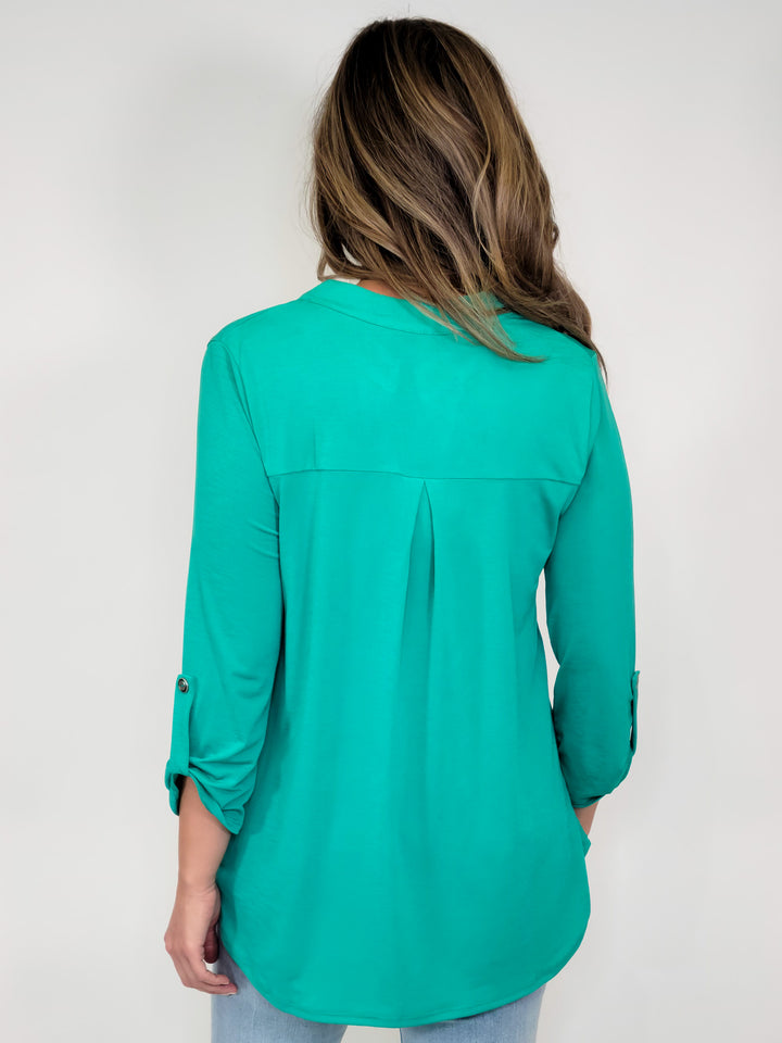 SOLID STRETCHY LIZZY  TOP - EMERALD
