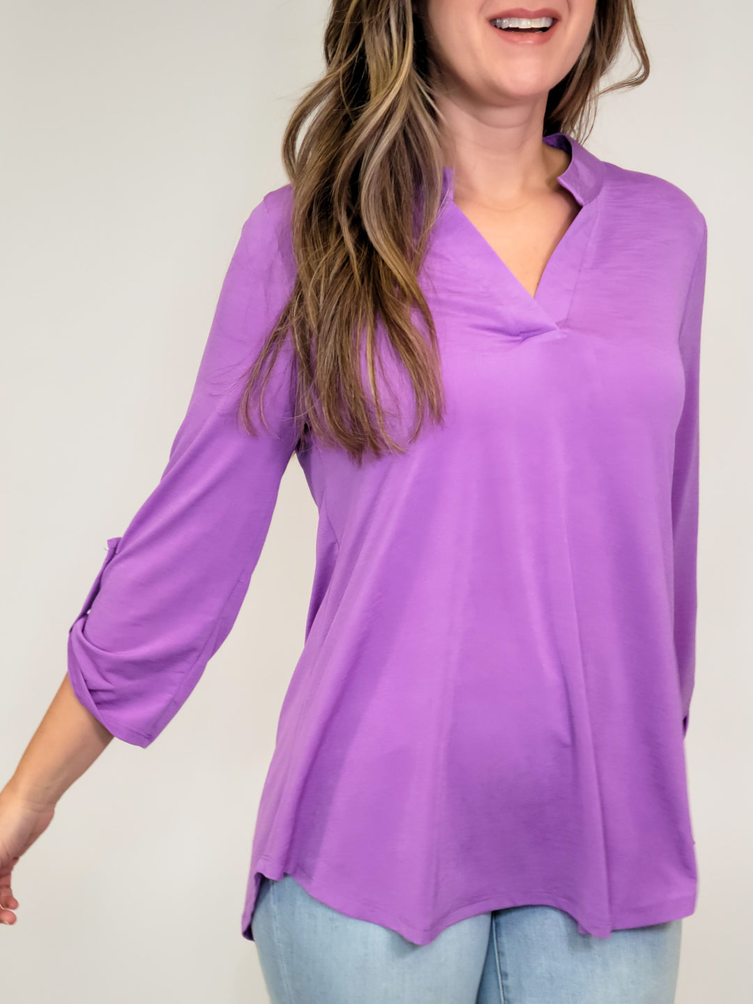 SOLID STRETCHY LIZZY  TOP - LAVENDER