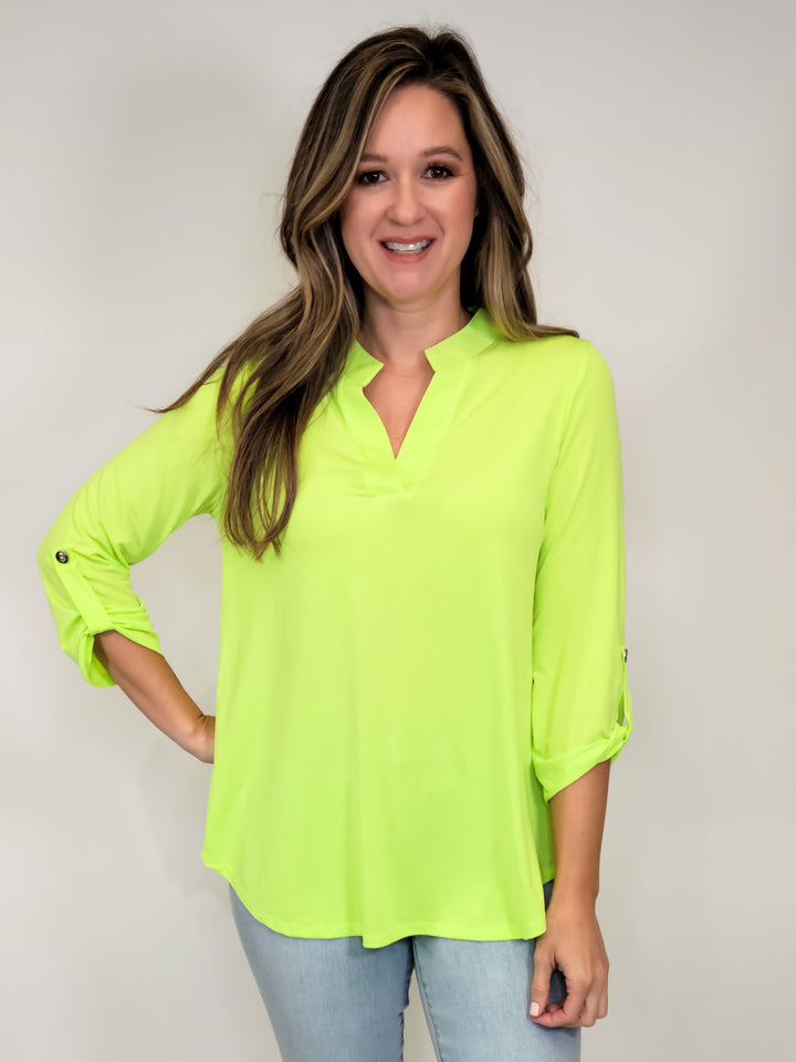 SOLID STRETCHY LIZZY  TOP - NEON GREEN
