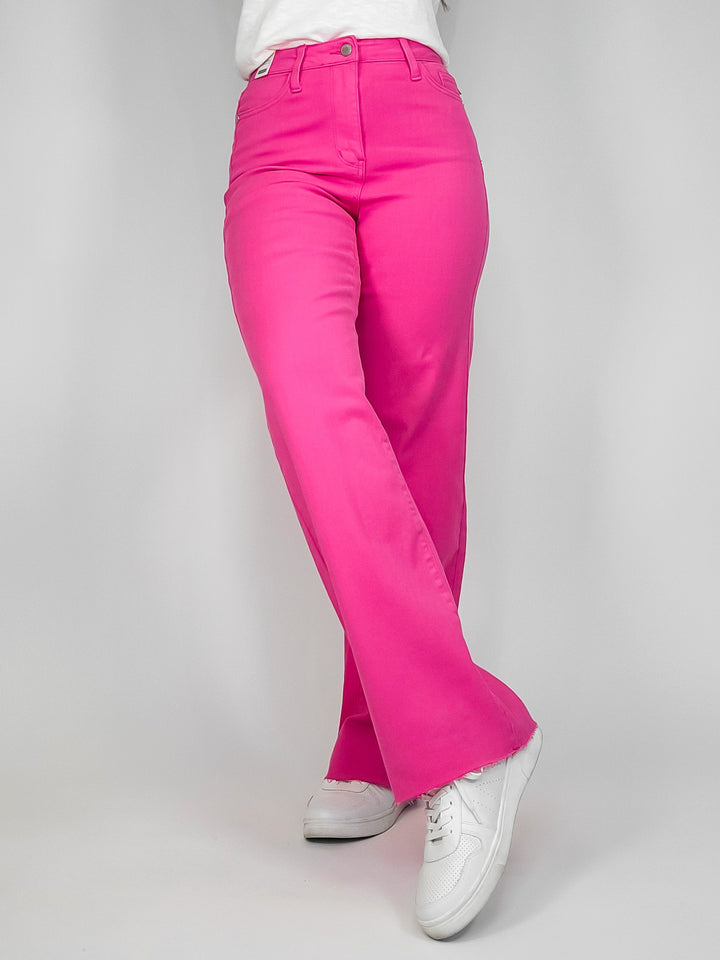 JUDY BLUE HIGH RISE 90'S STRAIGHT JEAN 31" INSEAM - HOT PINK