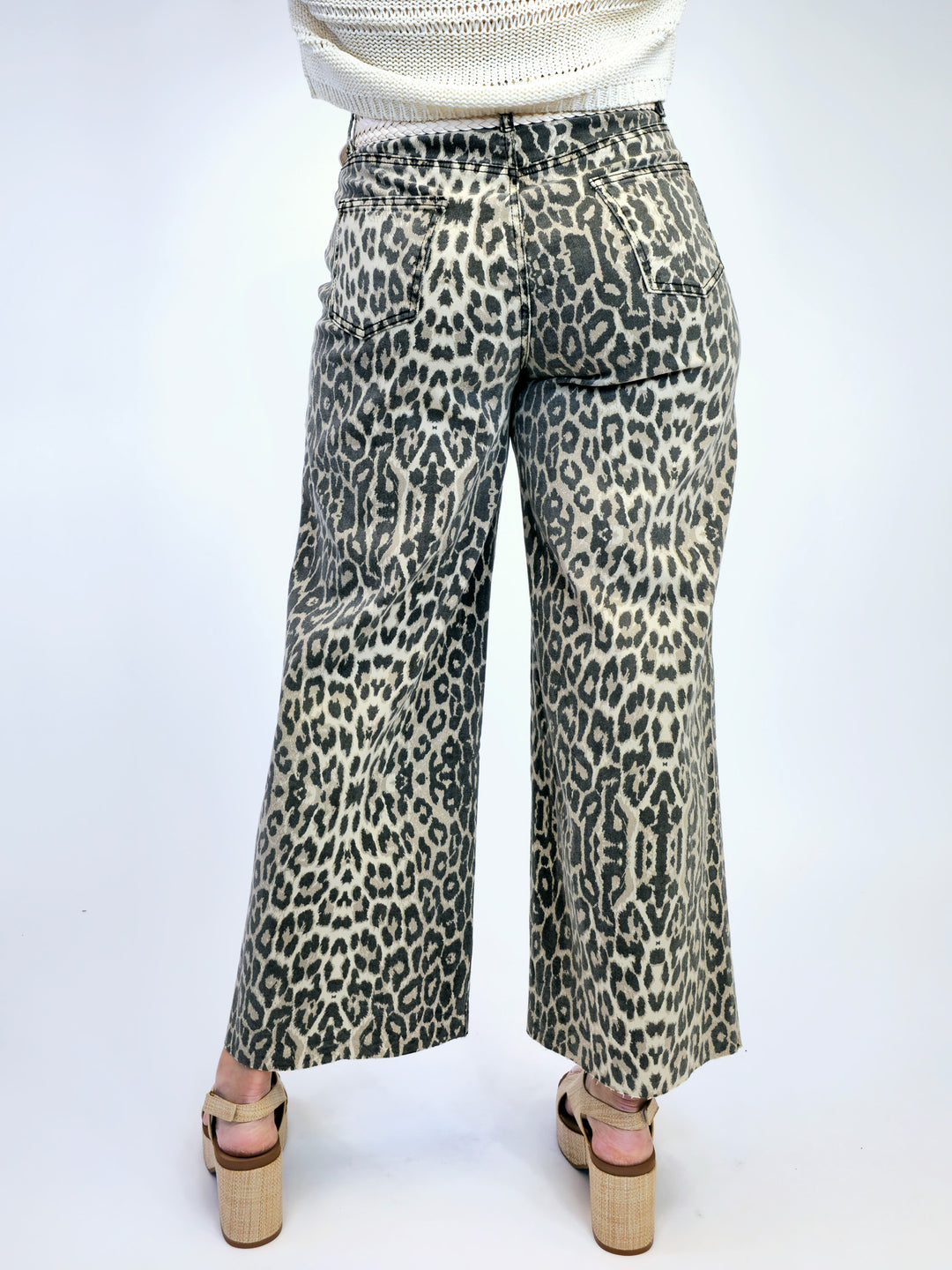 ANIMAL PRINT WIDE LEG PANTS - BROWN