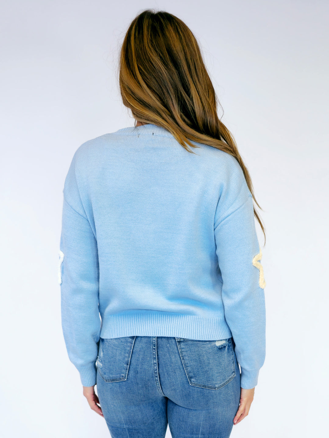 STAR PATTERN PULLOVER SWEATER - BLUE