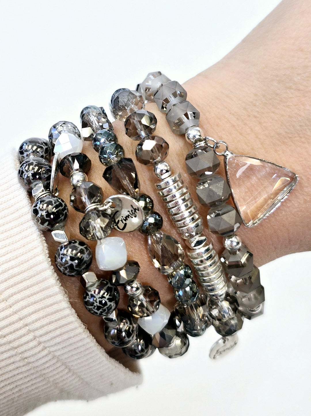 MIX STRETCH BRACELETS S/5 - MINDY SILVER