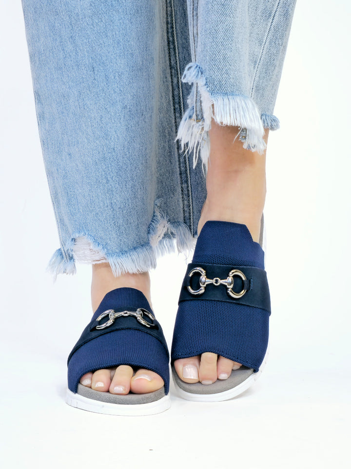 BERNIE MEV MONACO SLIDE SANDAL - NAVY