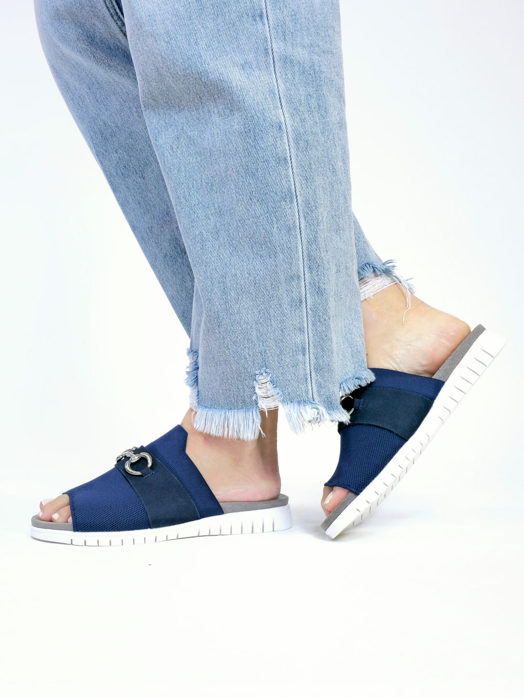 BERNIE MEV MONACO SLIDE SANDAL - NAVY