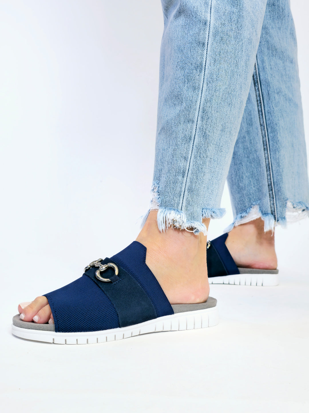 BERNIE MEV MONACO SLIDE SANDAL - NAVY