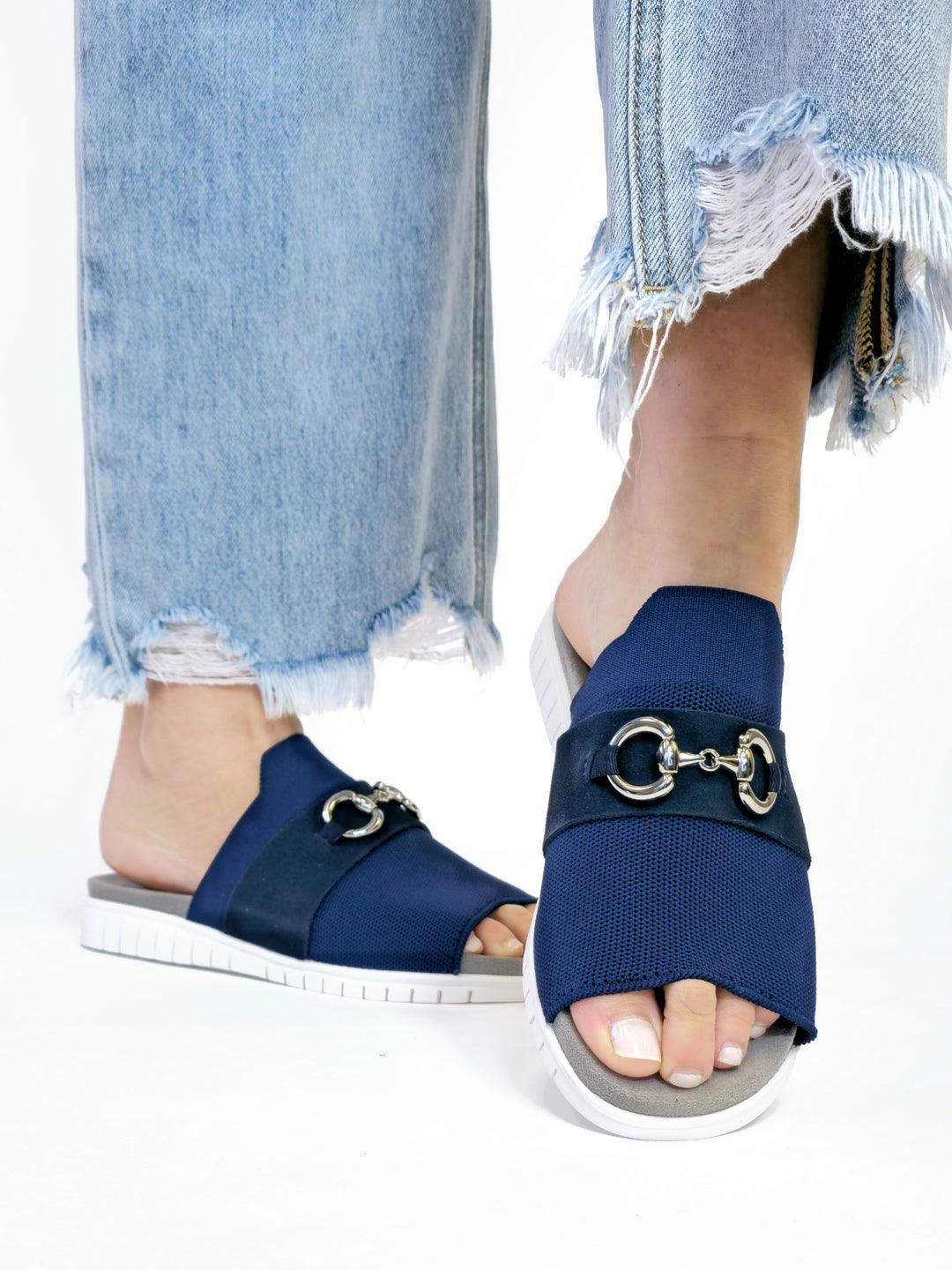 BERNIE MEV MONACO SLIDE SANDAL - NAVY