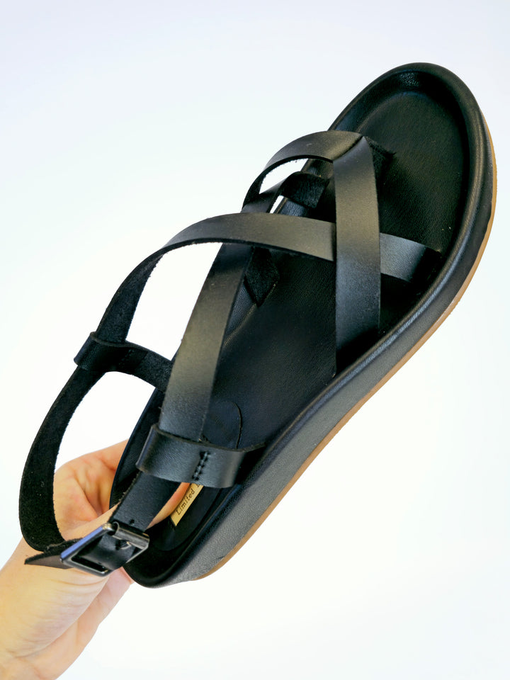 MIA ZURIE LEATHER SANDAL - BLACK