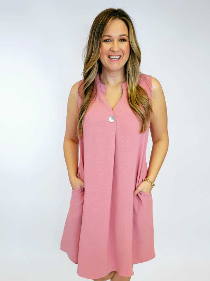 SLEEVELESS AIRFLOW SHORT DRESS - LIGHT PINK