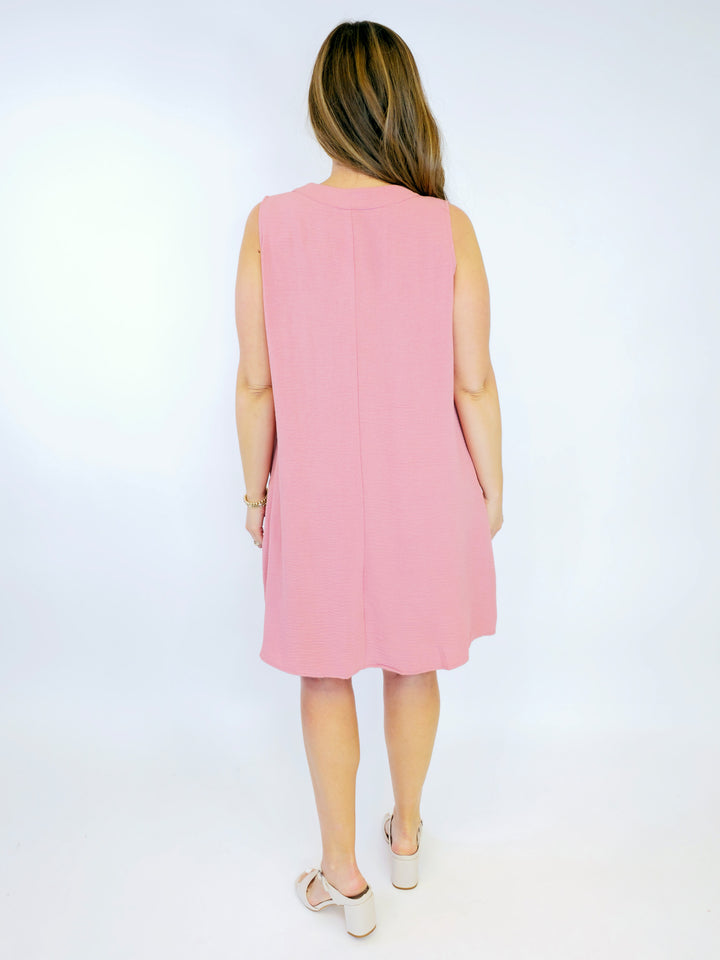 SLEEVELESS AIRFLOW SHORT DRESS - LIGHT PINK