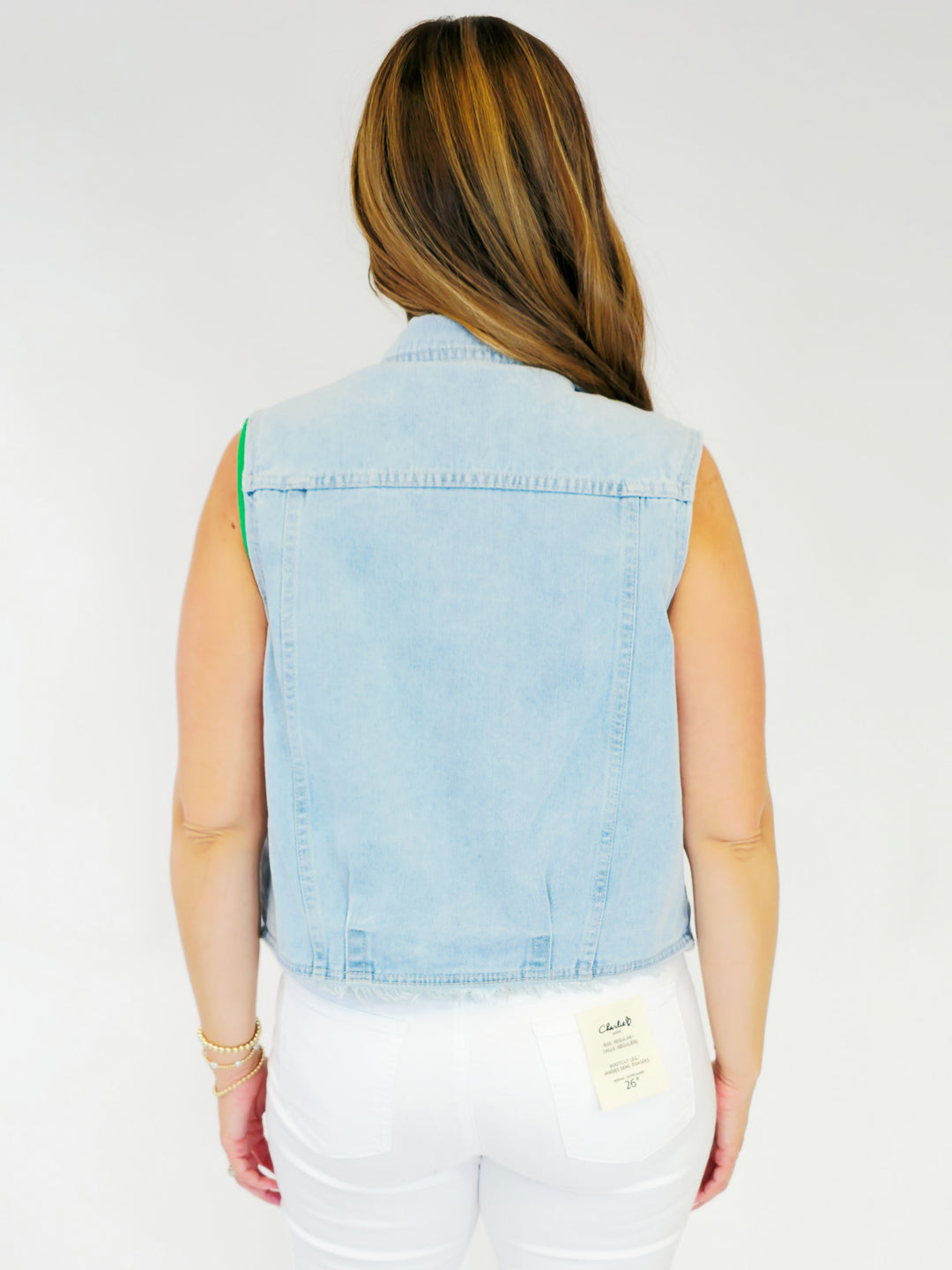 BUTTON FRONT DENIM VEST - LIGHT WASH