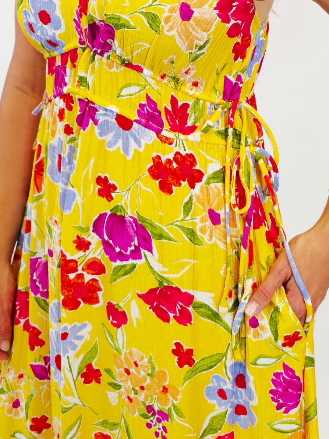FLORAL PEACH BLOSSOM MAXI DRESS - SUNFLOWER
