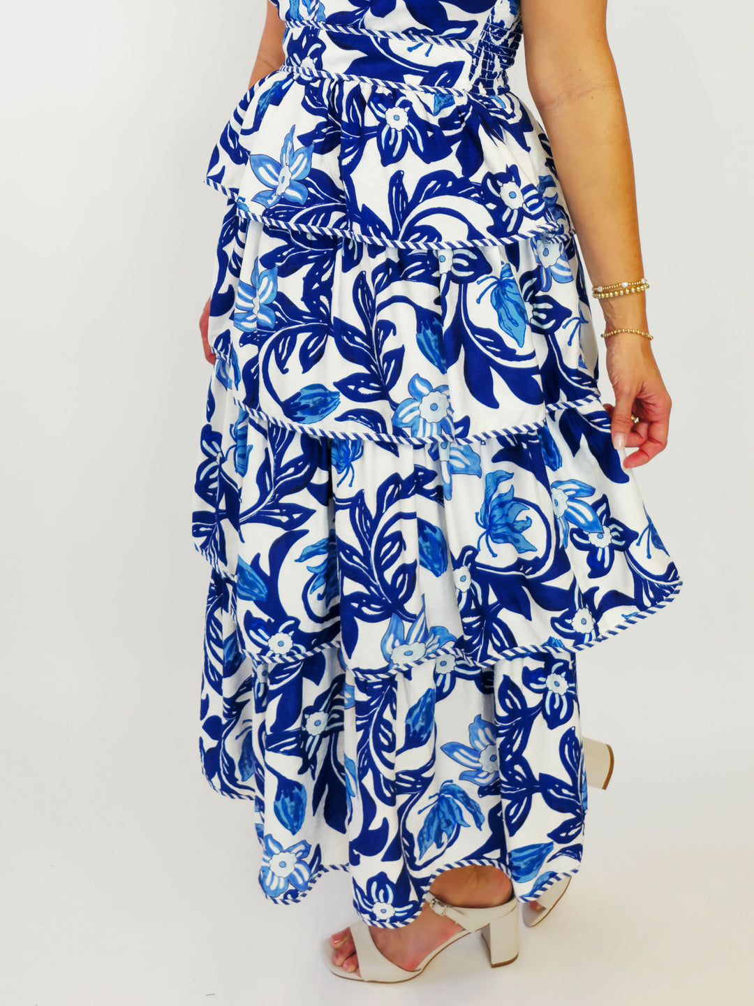 TIE HALTER MIDI DRESS - BLUE