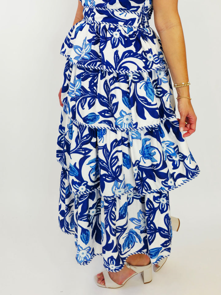 TIE HALTER MIDI DRESS - BLUE