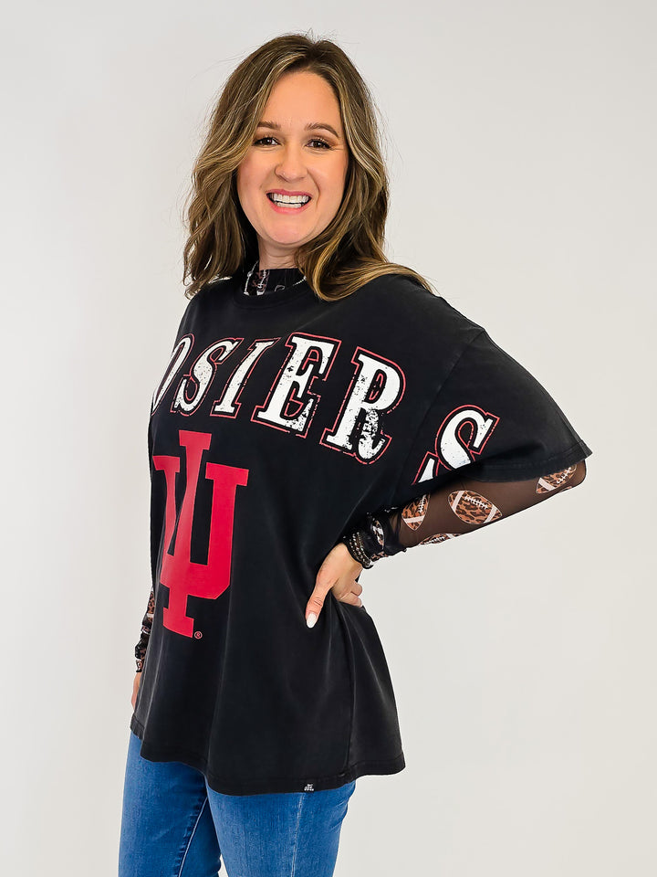 IU OVERSIZED SPLIT TEE - BLACK