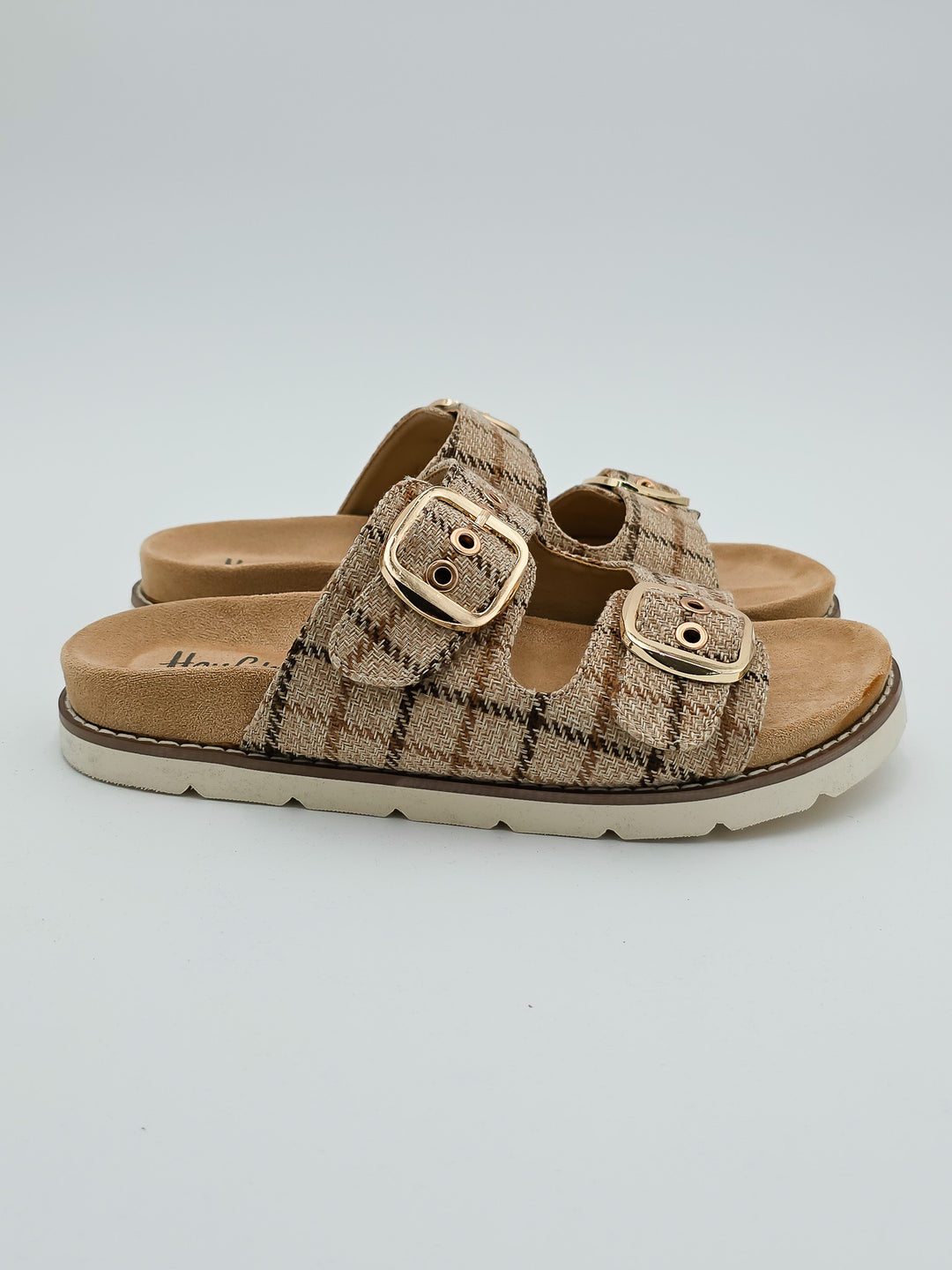 CORKY'S 'FEELIN SAUCY' SLIP ON SANDAL - TAN PLAID