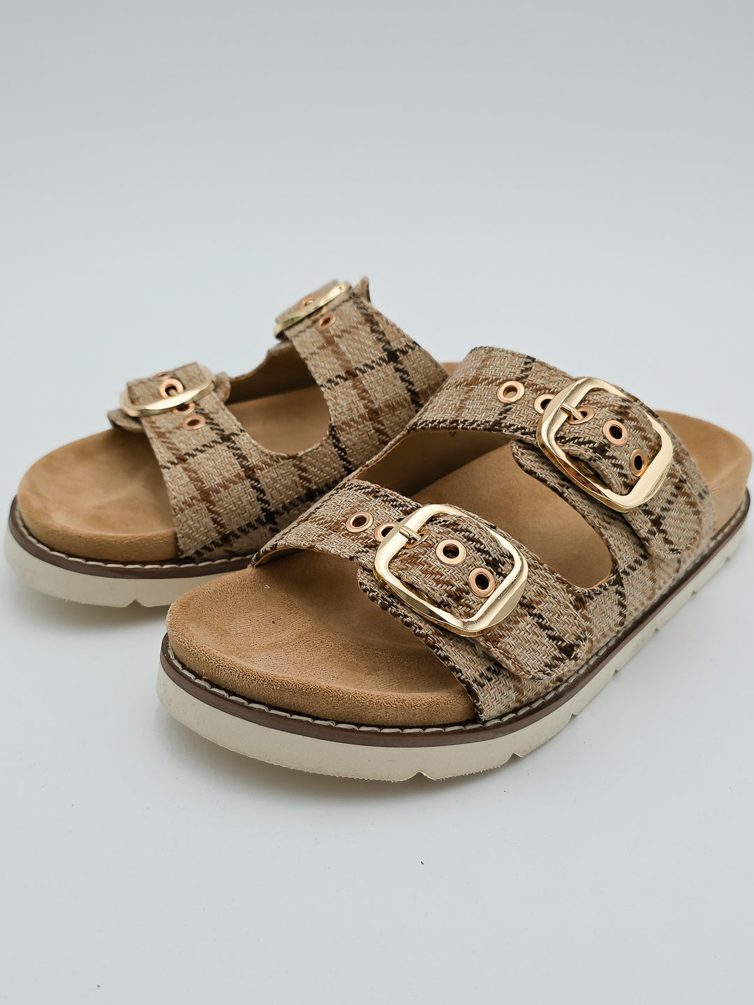 CORKY'S 'FEELIN SAUCY' SLIP ON SANDAL - TAN PLAID