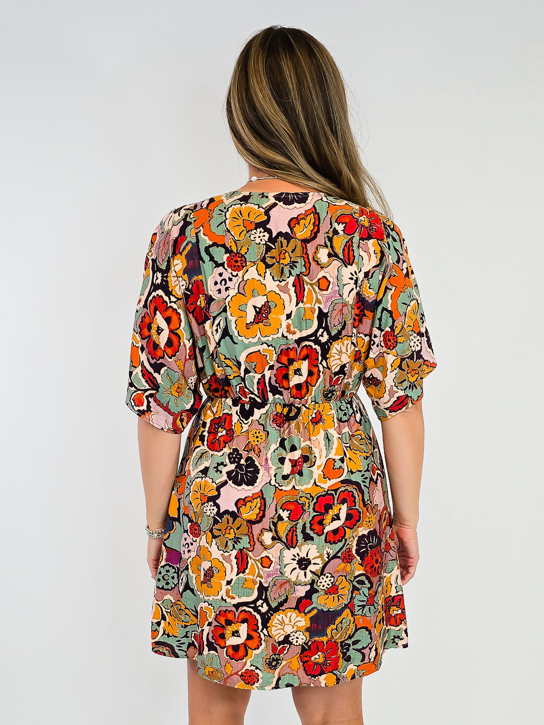 FLORAL DRESS - BROWN MIX