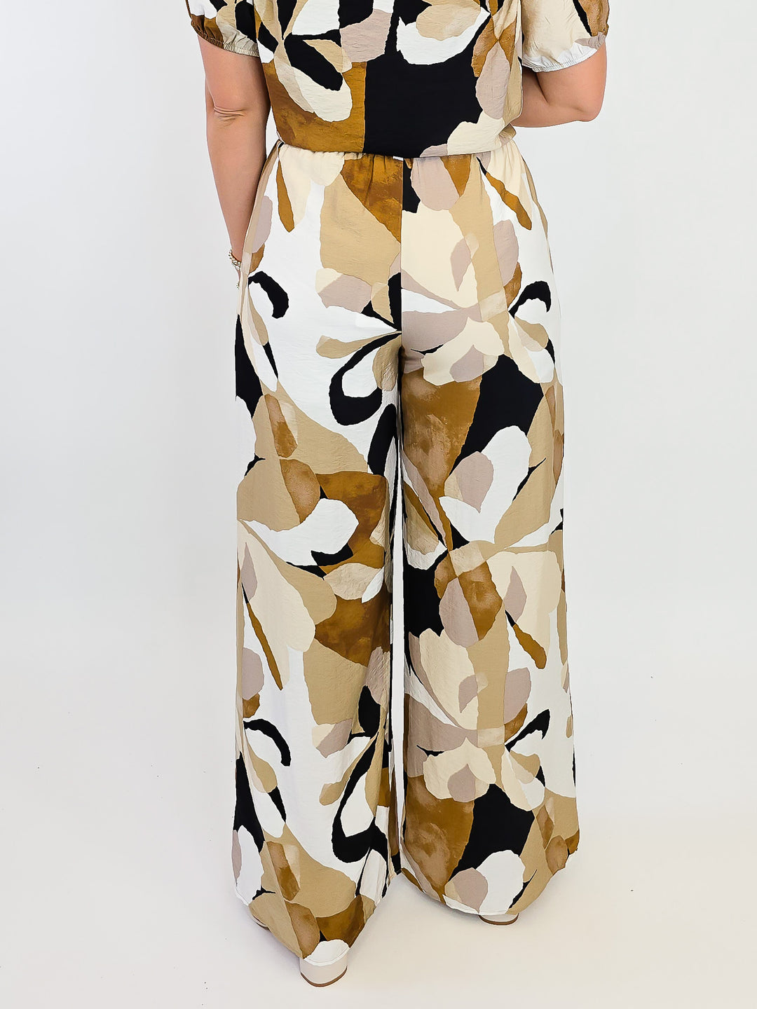 ABSTRACT PRINT PALAZZO PANT - BROWN/BLACK MIX