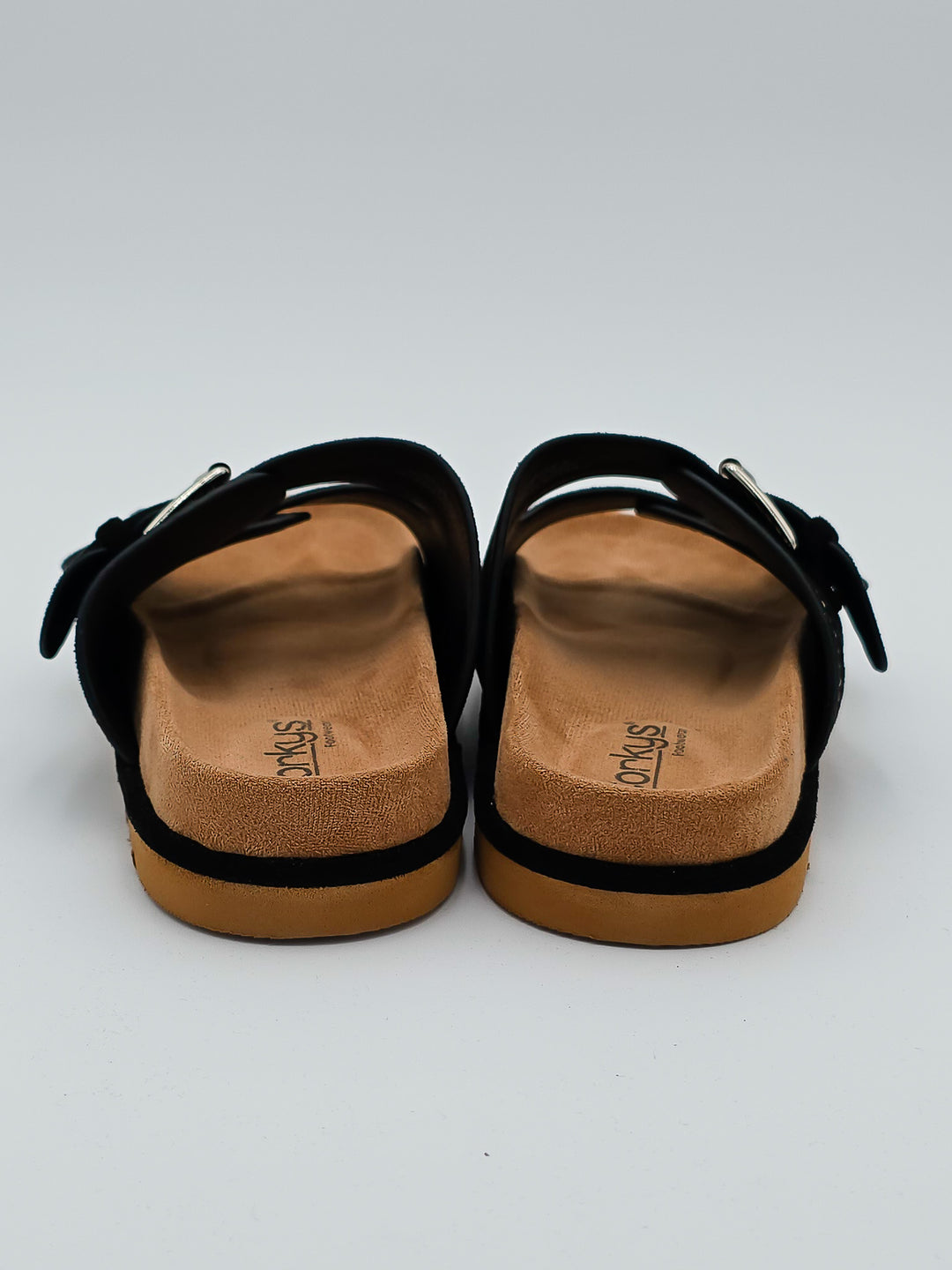 CORKY'S 'SMITTEN' SLIP ON SANDALS - BLACK FAUX SUEDE