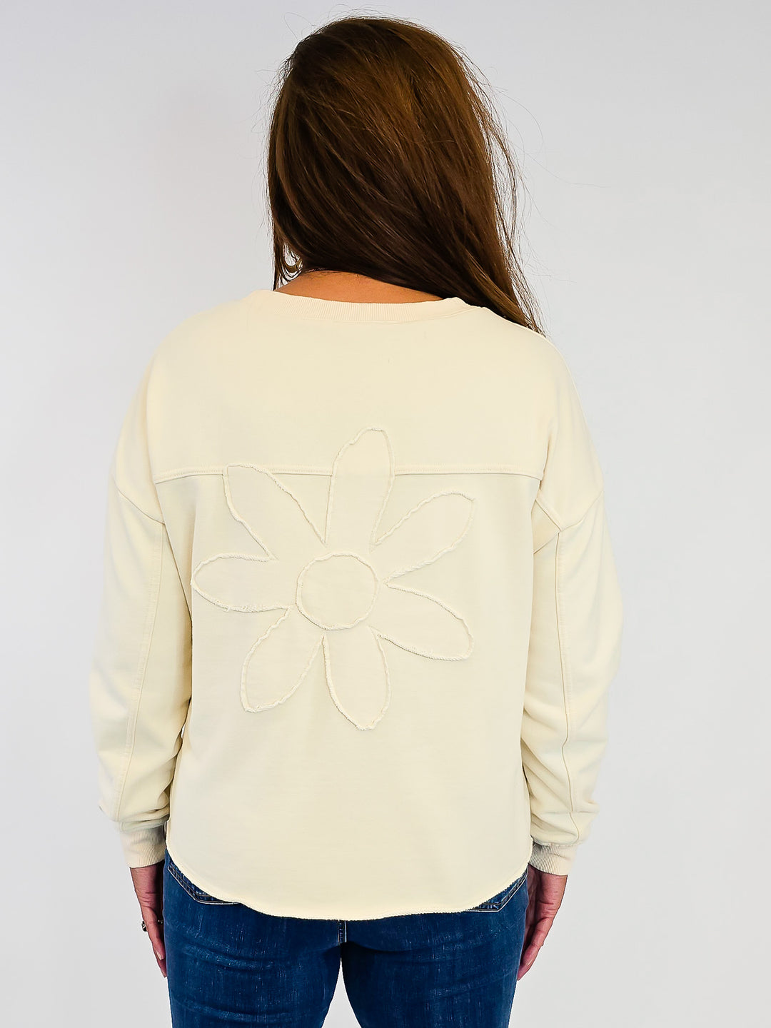 MIXED MINERAL WASHED TERRY KNIT PULLOVER - BEIGE