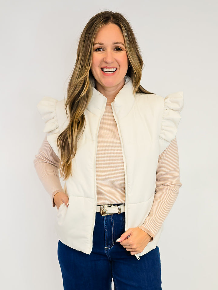 LONG SLEEVE WAFFLE TEXTURED PINSTRIPED SWEATER - TAUPE