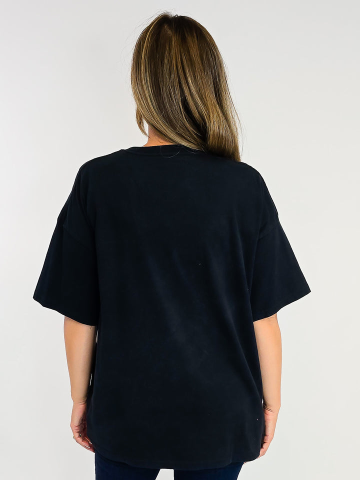 PURDUE OVERSIZED SPLIT TEE - BLACK
