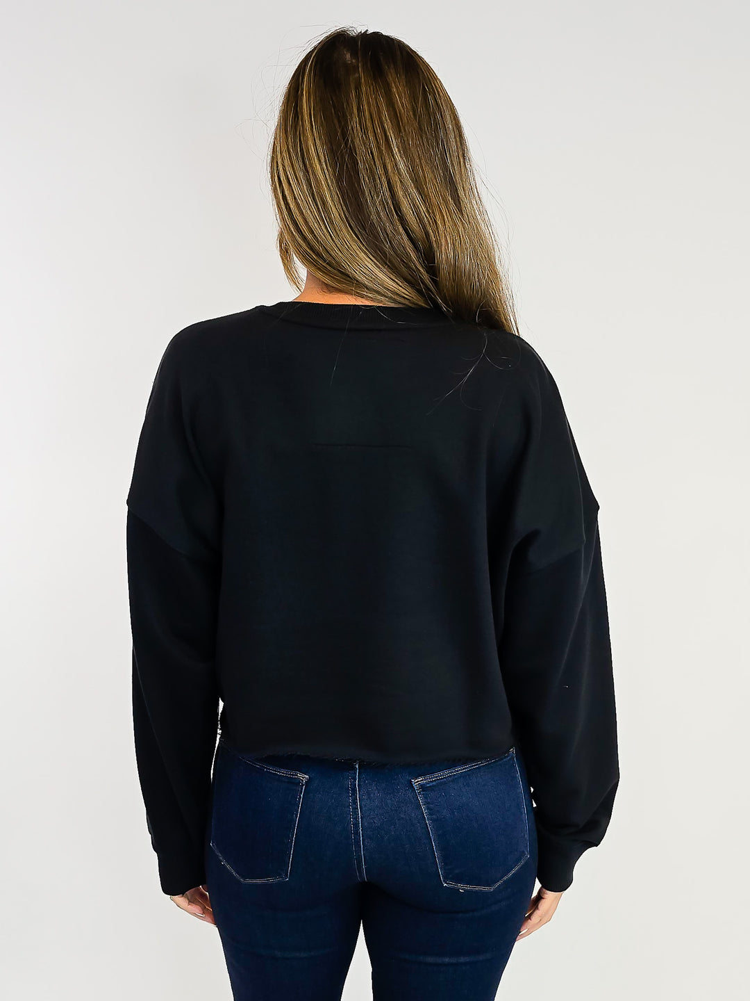 CROPPED LONG SLEEVE PURDUE SWEATSHIRT - BLACK