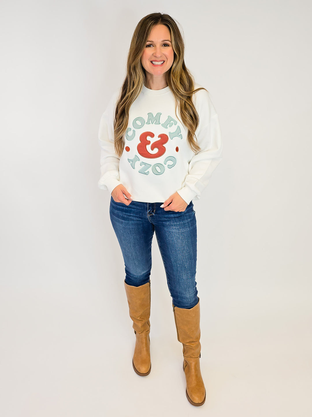 OVERSIZED 'COMFY COZY' FLEECE SWEATSHIRT - IVORY