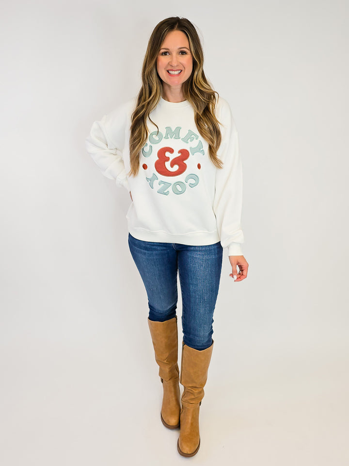 OVERSIZED 'COMFY COZY' FLEECE SWEATSHIRT - IVORY
