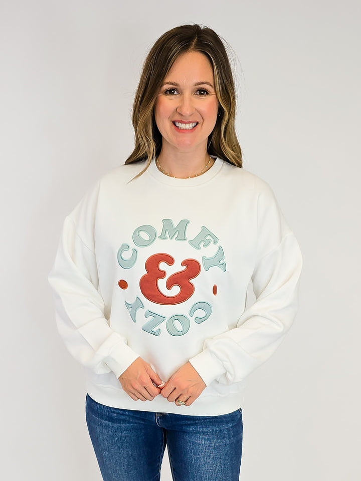 OVERSIZED 'COMFY COZY' FLEECE SWEATSHIRT - IVORY
