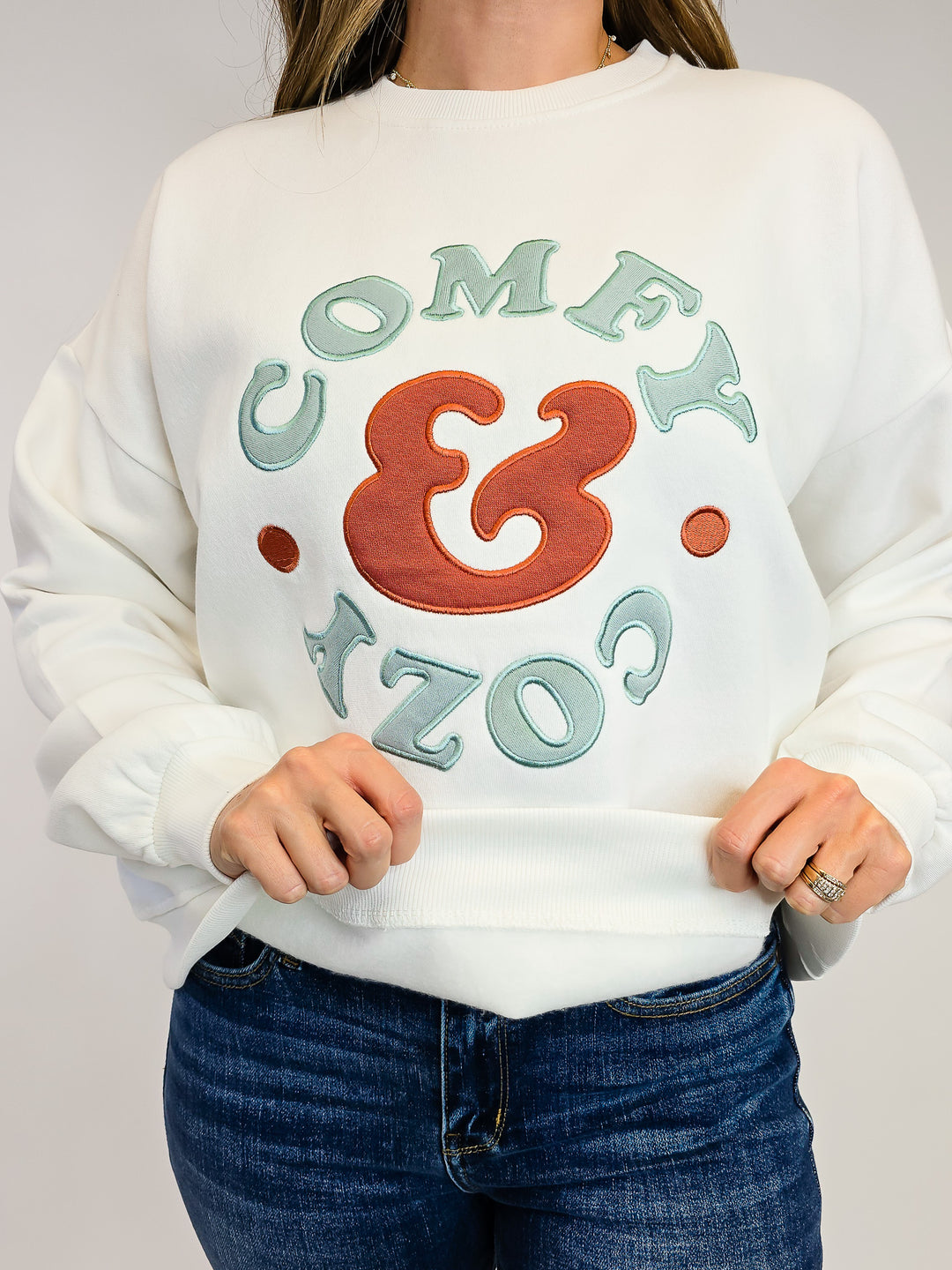 OVERSIZED 'COMFY COZY' FLEECE SWEATSHIRT - IVORY