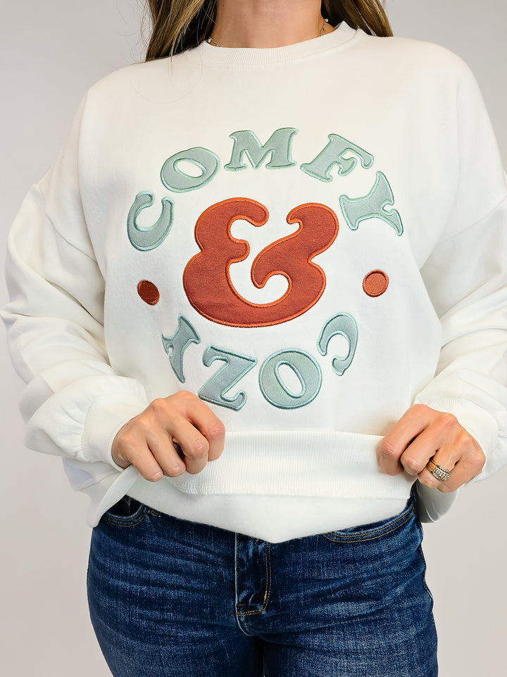 OVERSIZED 'COMFY COZY' FLEECE SWEATSHIRT - IVORY