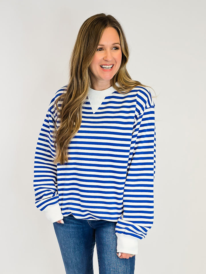 CLASSIC STRIPED PULLOVER - BLUE COMBO
