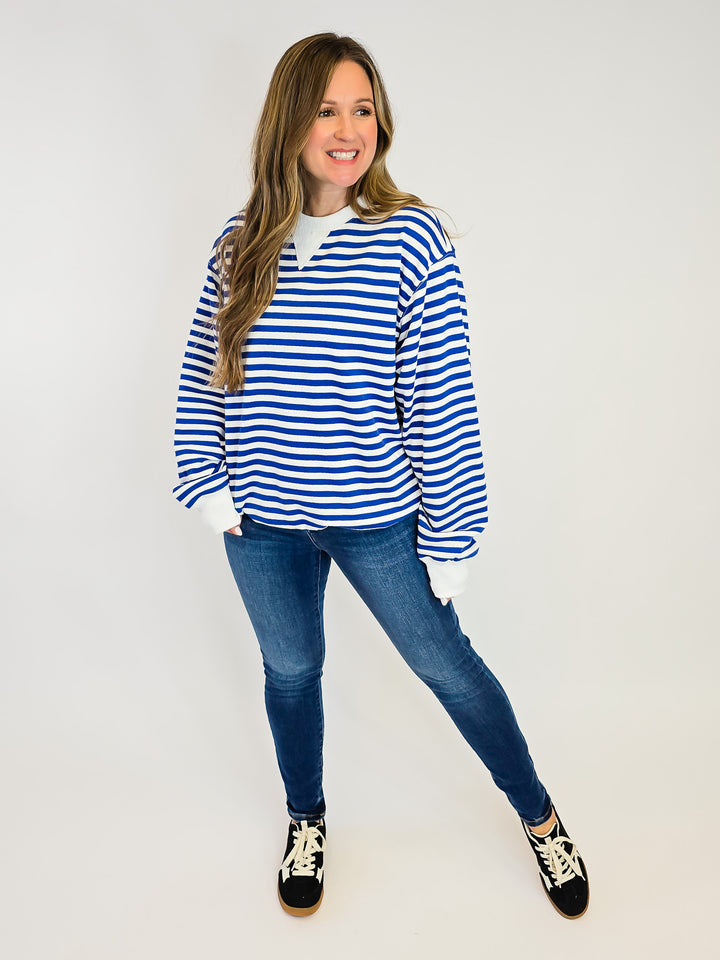 CLASSIC STRIPED PULLOVER - BLUE COMBO