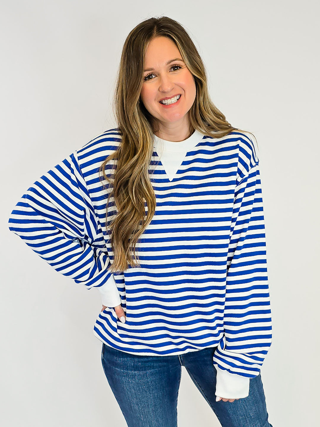 CLASSIC STRIPED PULLOVER - BLUE COMBO